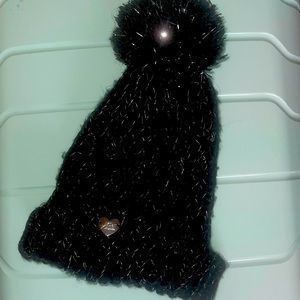 BETSEY JOHNSON POM BLACK AND SILVER HAT